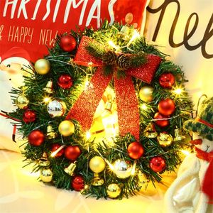 Decora￧￵es de Natal Led Wreath Wreath String String Pinecone Bell Pingente Porta pendurada Janela para casa Merry Decoration 220921