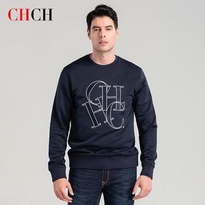 Moletom Masculino CHCH Fashion Moletom Masculino Algodão Letras Bordadas Fino Macio Manga Longa Roupas Verão Outono Vestuário