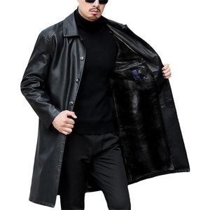 Мужские куртки Trench Coats Мужские кожа Casaco Masculino X-Long Fashion Overwear Jaqueta Masculina 220920
