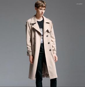 Herren Trenchcoats Lose Mantel Männer Plus Größe 2022 Ultra Lange Zweireiher Herren Mode Mäntel Beige Schwarz 6XL