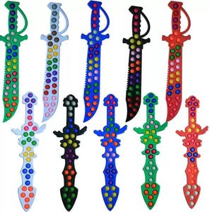 Halloween Fidget Pioneer Sword Toy Push Bubble Finger Kids Rainbow Puzzle Terapia di decompressione sensoriale Giocattoli Gioco da tavolo Regali Allevia lo stress Spremere Bagattella ZM922