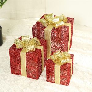 Подарочная упаковка 3PCS Рождественская подарочная коробка Многофункциональная коробка для детей, друзья, сияющие дизайн кованый железо, ремесло, золотые полой коробки 220922