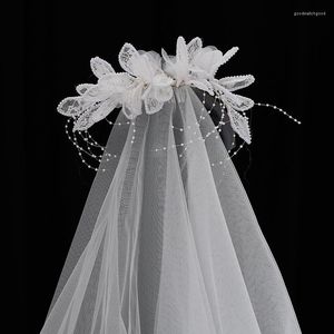 Copricapo Velo stile Mori Fata romantica Bellissimo fiore di pizzo francese modellante ornamento per capelli da sposa