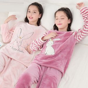 Pijamalar Erkek Kızlar Giysileri Set Flanel Polar Sıcak Katoon Teen Ev Takım Kış Sonbahar Bahar 6 8 10 12 14y Pijama Çocuk 220922