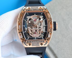 Erkekler İzle Kişilik Otomatik Tourbillon Miller RM052 Kafatası Yüksek Standart 43mm Lüks Saat