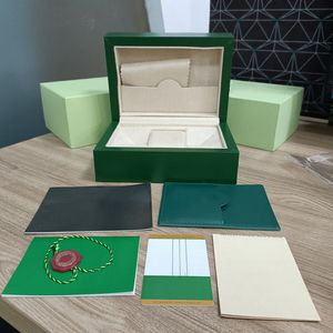 Scatole Rolex Moda Verde Custodie qualità Scatola porta orologi Buste di carta certificato Scatole originali per Orologi in legno Donna Uomo Accessori regalo 116519 116619