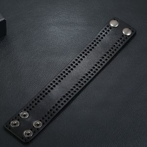 Zeilen Hollow Hole Leder Armreifen Manschettenknopf Verstellbares Armband Armband für Männer Frauen Modeschmuck