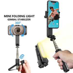 Wireless Bluetooth Selfie Stick Gimbal Estabilizador Tripé Monopod dobrável com luz remota de luz LED para iPhone por atacado