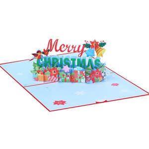 Merry Christmas Pop Up kart el yapımı 3D Merry Xmas Tatil Tebrik Kartları Hediyeleri