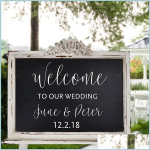 Украшение вечеринки Персонализированная свадьба приветственная наклейка жених и имена невесты дата