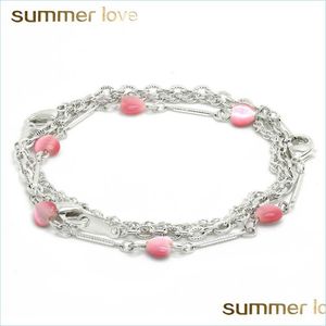Забросить новый 3pcs/set pink color opal bracelet Bracelet для женщин элегантный сер Mtilayer Love Chain Fashion Dewelry Party Der De Dhdsa