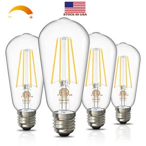 Dimmbare Vintage-LED-Edison-Glühbirnen, 60 Watt-Äquivalent, E26-Glühlampen-Ersatz, 800 lm, 2700 K, ST58, antike Glühlampen, ETL-gelistet
