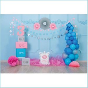 Parti Dekorasyon Mavi Balon Hediye Kutusu Zemin Bebek Duş Doğum Günü Banner Pogerya Arka Po Po Booth Düğün Deksi Damlası DHP0X