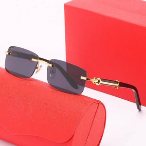 Carti Brille Damen Herren Brille Retro Sport Sportlich Gold Metall Schwarz Harz Linsen Büffelhorn Brille Damen Herren Luxus Sonnenbrille