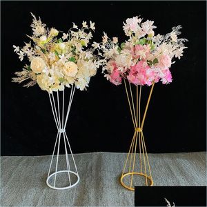 Украшение вечеринки Свадебные реквизиты белый металлический железный рамка колонка цветочная ваза для центрального декора для дома доставка 2021 Garden F DHT85