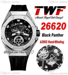 TWF 42 A2965 Mens Mens Mens Watch Tourbillon Titanium Steel Case 3D Black Panther Dial Refruct Best 2022 Super Edition Watches PureItme A1