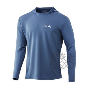 Уличная рубашка HUK Fishing Hoodie Men Long Sleeve UV Protection Tops Wear UPF 50 Performance T Shirt Sweatshirt Summer 220923