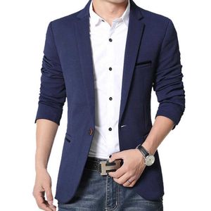 Erkek Suit Blazers Toptan-Erkekler Kore İnce Fit Rahat Pamuk Blazer Suit Ceket Siyah Mavi Bej Artı Boyut M ila 5xl Erkek Blazers Erkek Ceket Gelinlik