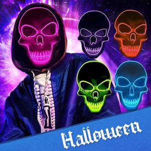 10 renk Cadılar Bayramı Korku Led Maskesi Kafatası Şekli Soğuk Işık Parlayan Maskeler Karanlık Festivalde Cosplay Cosplay Korkunç Maske Kadınlar Erkek Parti Malzemeleri
