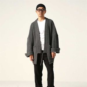 Erkek Sweaters Kapital Gri V Boyun Dantel Yukarı Uzun Kollu Örme Kazak Kadınlar ve Erkekler Japon Vintage Hırka Waffle Kendo Robe 220923