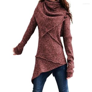 Kadın Sweaters Kadınlar Vintage Belktleneck Plus Boyutlu Örme Üst İnce Uygun Düz Renk Eşarp Yaka Kadınlar Günlük için Sweater