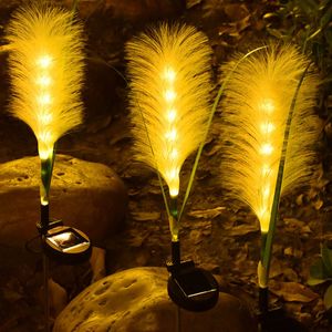 Güneş bahçe ışıkları simülasyonu kamış led lambalar açık su geçirmez bahçeler dekor fiber optik ışık kazık dekoratif çim