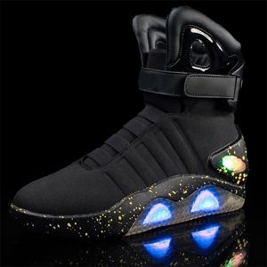 Elbise Ayakkabıları Yetişkinler USB Şarj Led Işıklı İçin Erkek Moda Light Up Casual Erkekler Geleceğe Dönüş Parlayan Sneakers 220923