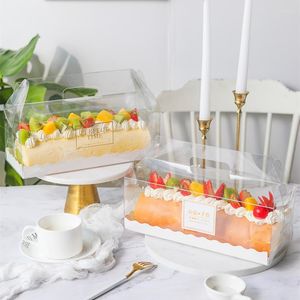 Hediye sargısı stobag 10pcs İsviçre Roll Kek Kutusu Ambalaj Sakal Şeffaf El Havlu Musse Toptan Doğum Günü Düğün El Yapımı