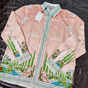 Casabl Gömlek Tasarımcısı Top Erkekler Dalmatians Gonghua Crane İnce Kat Geri Mektup Uzun Sızlı Haldigan T-Shirt