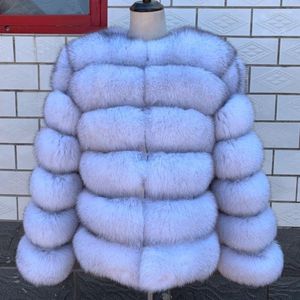 Kadınlar Kürk Kadın Sahte Doğal 60cm Gerçek Coatwomen Kış Yelek Moda Silm Out Giyim Paltosu