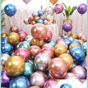 Parti parti parti iyilik metalik krom lateks balonlar 50pcs 10 inç sier yeşil parlak balon gelin duş düğün homedustri dhwgy