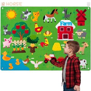 Çocuk oyuncak çıkartmaları 38pcsset çiftlik hayvanları hissedilen hikaye tahtası çiftlik evi hikaye kitabı duvar asılı dekor erken öğrenme interaktif oyun kiti çocuklar için 220924
