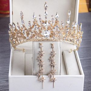 Başlıklar Lüks Prenses 2022 Düğün Gelin Tiara Taklidi Taç Baş Adet Kristal Bantlar Saç Aksesuarları Altın Gümüş