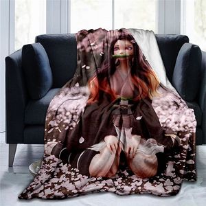 Cobertores Swadling 3D Art Art Blanket Flannel Anime Duvet Home Demon Slayer Slayer Spring/Autumn Fleece for Kids Bedding 220927