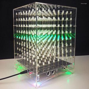 Gece Işıkları LED 3D 8S Müzik Işık Küp Kiti 8x8x8 Çok renkli Cubeed Spectrum Electronic DIY Mükemmel animasyonlarla
