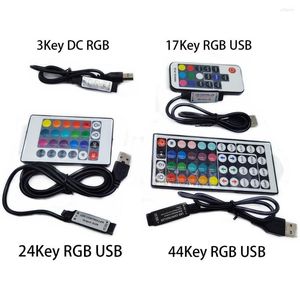 Denetleyiciler DC 5V USB LED RGB Denetleyici Mini 3Keys Dimmer 24Key 44Key IR Remoter 17Keys RF Kablosuz Kontrol Şeridi