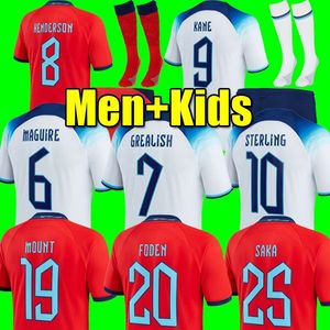 2022 Dünya Kupası Mead Futbol Forması 2023 Inglaterra Kane Sterling Rashford Sancho Grealish Mount Foden Saka 22/23 Eng Land Ulusal Futbol Gömlek Erkek Çocuk Kiti Setleri