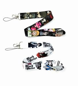 Cep telefonu kayışları takılar küçük toptan 20pcs karikatür anime japonya siyah uşak kordon kayışı anahtar zincir kimlik kartı askı ipi kalıcı ip askı boyun kolye erkek hediyeler #12