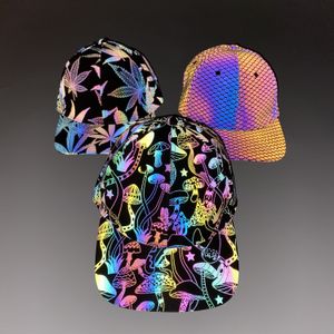 Etnik Giyim Baskılı Yansıtıcı Beyzbol Şapkası Avrupa Ve Amerikan Karanlıkta Parlayan Renkli Şapka