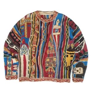 Erkek Sweaters Renkli Retro Etnik Stil Erkekler İçin Düşen Yuvarlak Boyun Moda Renk Kazırma 220929