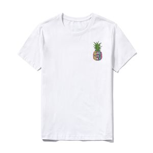 Erkekler Yaz Karikatür Baskı T-Shirts Erkek Moda Mektubu Ananas Baskılı Üstler Grafik Kısa Kol Yuvarlak Boyun