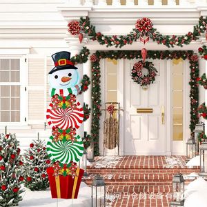 Noel dekorasyon tabelaları Stakes Snowman Yard Dekoru Dış Mekan Bahçesi İle Patio Kış Süsleri