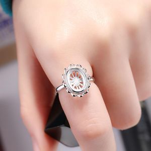 Кластерные кольца 925 Стерлинговые серебряные женщины обручальное обручальное кольцо 8x11 мм овальное полуура