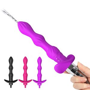 Компания красоты сексуальные игрушки для женщины мужчина простата массаж гей -шприц Douche System Anal Beads Beads Plug силиконовая климар вибратор для душа вибрации