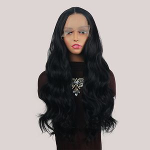 Длинные вьющиеся парики для волос градиент цвет передний кружевный парик женский высокотемпературный волокно