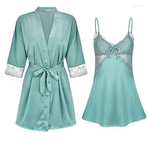 Женская одежда для сна озеро голубые женщины 2pcs rate set set bride warning bathrobe houn