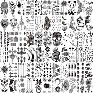 Temporary Tattoos 66 Sheets 3D Small Black For Women Men Waterproof Fake Tattoo Stickers Face Neck Arm Children Flower Birds Lulubaby Amlup
