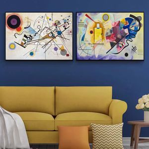 Абстрактная печать на стене плакат винтаж Wassily Kandinsky знаменитый печатный холст рисовать настенные художественные картинки для гостиной домашней декор