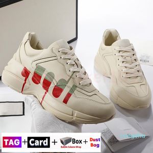 Moda erkek Kadın Rhyton Rahat Ayakkabılar Tıknaz Deri Sneaker Kırmızı Tenis Baskılı gökkuşağı parıltılı baskılı Erkek Sneakers interlok Çilek kedi Womans 3333