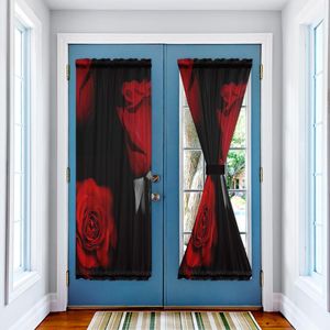 Perde Drapes kırmızı gül çiçek siyah kör bahisler oturma odası yatak odası ofis pencere mutfak kapısı perde perde curtaincurtain
